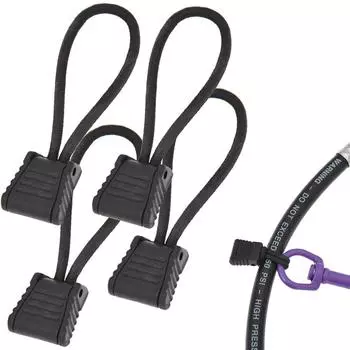 Hose Clip Scuba Diving 4pcs 6.5cm Black Elastic Rope+plastic