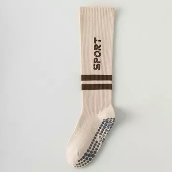 Hose Pressure Yoga Socks Professional Non-Slip Women Pilates Calf Socks Letter Stripe Sports Fitness Socks N07 Pressure Yoga Socks Khakis [1 Pair]]
