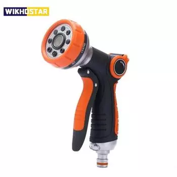 Шланговый распылитель воды, регулируемый шланг для мойки автомобиля, садовый распылитель, портативный пистолет высокого давления, распылительная насадка с 8-кратной струей воды чёрный