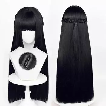 Hoshimi Miyabi Cosplay Wig Game ZZZ Long Black Braided Wig Heat Resistant Synthetic Hair Halloween Anime Wigs + Wig Cap One Size