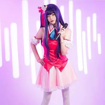 Hoshino Ai Косплей Костюм из аниме Oshi no Ko Dress Up Coat + аксессуары для волос + юбка + носки + галстук-бабочка + парик с рукавами Платья Костюмы для женщин XXXL