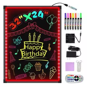 Hosim LED Electric Bulletin Рукописное меню магазина, черное, 8 цветов, 7 цветов, мигающее, DIY, сообщение, черное, стоящее кафе, светодиодное, флуоресцентное, 60x80 см, знак,