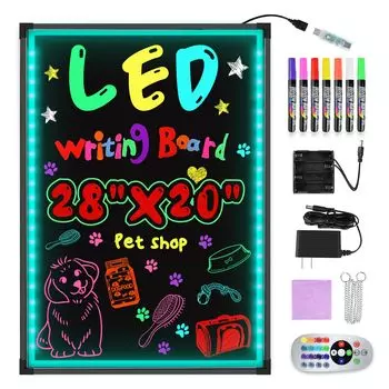 Hosim Sign Уличная светодиодная вывеска Неоновая рукописная электронная доска объявлений для магазина Доступно 4 размера Приветственная доска для входа в магазины Светящаяся вывеска черного цвета