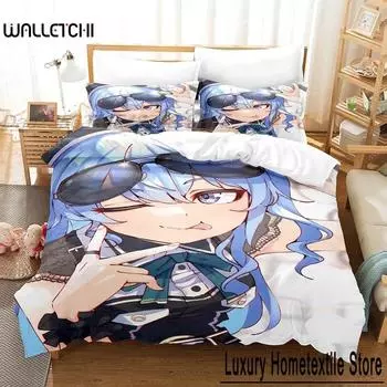Hosimati Suisei Комплект постельного белья Односпальная кровать Твин Полный комплект постельного белья Queen King Size для взрослых и детей Спальня Пододеяльники Комплект простыней с 3D-аниме 70x133cm 2pcs