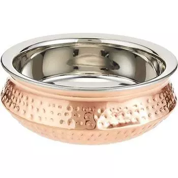 Hospitality Heavy Duty Stainless Steel Copper Base Handi, Multipurpose Food Serveware, Tableware, Copper Serving Bowl, 500ml (Pack of 1Pc)