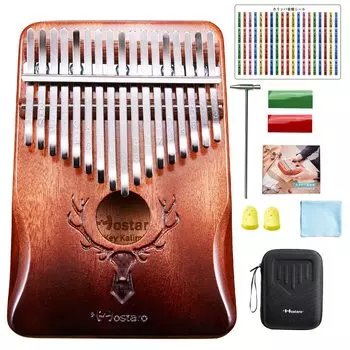 Hostaro Kalimba Thumb Piano Kalimba 17-клавишный музыкальный инструмент Популярный высококачественный защитный чехол для начинающих Японское руководство Лес