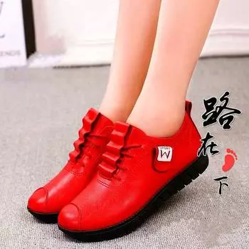 hot66 Женские туфли на плоской подошве со шнуровкой Модные размеры Большие Женские туфли на плоской подошве Износостойкие Повседневные туфли на плоской подошве Женские кроссовки Нескользящие Мягкие 36