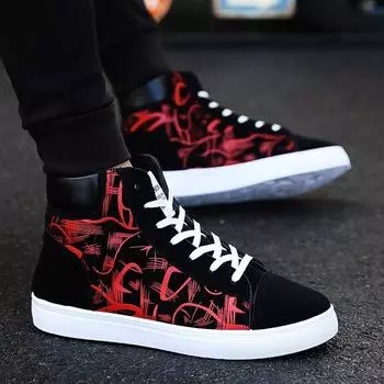Hot9 High Top Кроссовки Мужские парусиновые туфли Крутые уличные туфли Молодежные мужские кроссовки Черные Синие Красные мужские повседневные туфли 40 красный