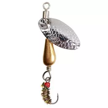 Hot 2.7g 5.5cm Metal Durable Single Hook Fishing Lure Crank Bait Rotating Spinner Spoon Color A