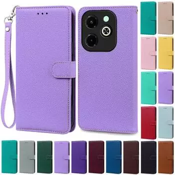Hot 40i Case For Infinix Hot 40i Case Wallet Leather Flip Cover For Infinix Hot 40i Case X6528B Phone Cover Coque Fundas Etui For Infinix Hot 40i темно-фиолетового