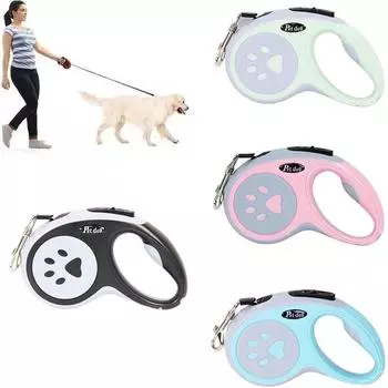 Hot 5M Leashes Durable Automatic Retractable Nylon Cat Lead Extension Puppy Dogs Collar Walking Running Lead Roulette Dog Collar синий