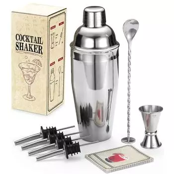 Горячий набор для смешивания коктейлей из 8 предметов, шейкер для вина из нержавеющей стали с 4 насадками для заливки белый