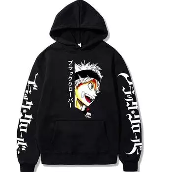 Hot Anime Black Clover Asta Graphic Print Hooded Men Women Manga Hoodies Plus Size Streetwear Harajuku Male Casual Sweatshirt XS чёрный