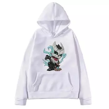 Hot Anime Kaiju No. 8 Clothing No. 8 Cute Cartoon Graphic Printed Hooded Men Women Hoodies Casual Sweatshirt Harajuku Streetwear XS чёрный