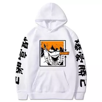Hot Anime My Hero Academia Bakugou Katsuki Printed Hooded Men Women Hoodies Oversized Sweatshirt Harajuku Male Streetwear XS чёрный