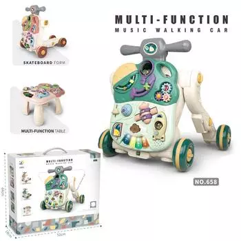 Hot Baby Trolley Walker Toy Four-In-One, Moped Early Education Enlightenment Music Toy Car