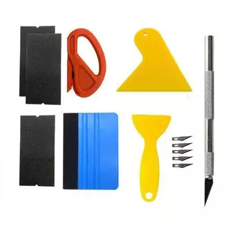 Hot Car Ting Kit Инструменты для оклейки винилом Оконная пленка Скребок Наклейки Нож для резки Аксессуары для стайлинга автомобиля Виниловый шпатель