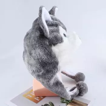 Hot Cartoon Animal Style Warm Scarf Earmuff Wolf Hat Mascot Huskies Hat Plush Hat Toys Hat серый