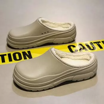 Hot Couple s Slippers Winter Plus Velvet Warm Anti-slip Slipper Trendy All-match Comfortable Men Slipper Waterproof Casual Shoe 35-36 чёрный