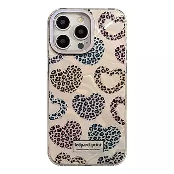 Hot Girl Style Leopard Print Heart Phone Case Compatible and Suitable for iPhone15 14 13/12promax 14promax