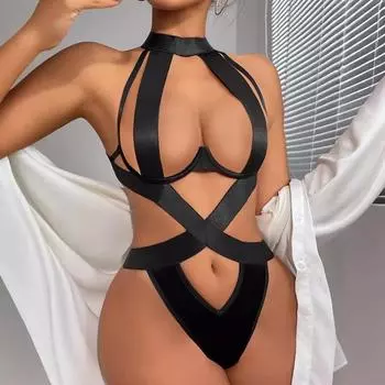 Горячая Протекающее Молоко Секс Униформа Вырез на Шее Стальное Кольцо Сборка Сексуальное боди S [No chest pad with steel ring]