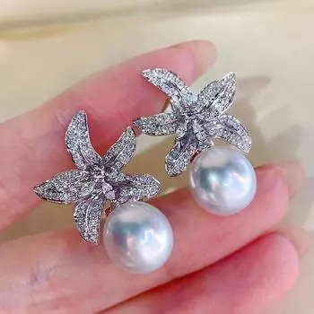 Hot Pearl Earrings, Cute Little Starfish Zircon Ear Buckles For Women, Princess Temperament Star Small Earrings.