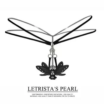 Горячая перспектива Молодая женщина Женские стринги Сексуальная вышивка Низкая посадка Металлическая пряжка Соблазнительные трусики Сексуальные Т-образные трусики 2171 one size fits all