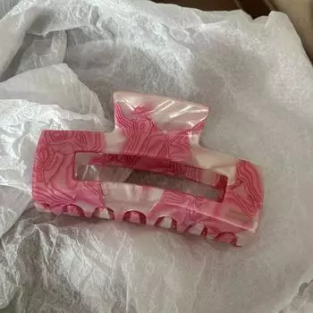 Hot Pink Heart Rectangle Headwear Acetate Women Hair Claws Korean Hair Clips Crystal Shark Clip E