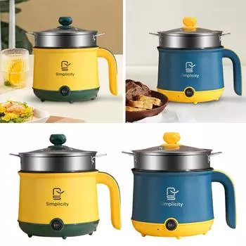 Hot Pot Electric 110V US Сковорода Быстрого Приготовления Антипригарное Регулируемая Электрическая Рамен Плита Для Тушения Пасты Рамен Суп Каша жёлтый