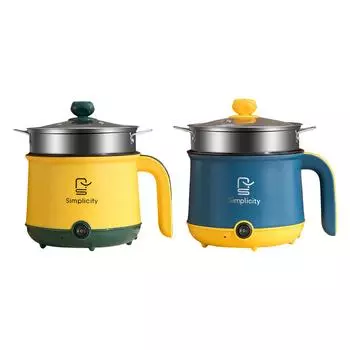 Электрический адаптер для США, вилка, легко моется, портативная многоцелевая съемная рамэн-варка для варки стейков, яиц, макарон, лапши синий