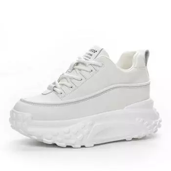 Hot quality 7cm Genuine Leather Platform Wedge Women Spring Well-fitting Autumn New Chunky Sneakers Shoes Breathable Comfortable 33 красный