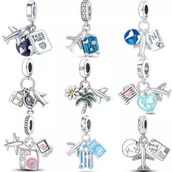 Hot S925 Sterling Silver Travel Aircraft Series Charms Beads Fit Original Bracelets SS925 DIY Jewelry Anniversary Gifts