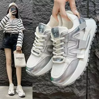 hot sale 2024 Female Sneakers Women flat pu leather Shoes for Woman Platform wedge comfy Fashion jogging shoes zapatos de mujer 35 бежевый