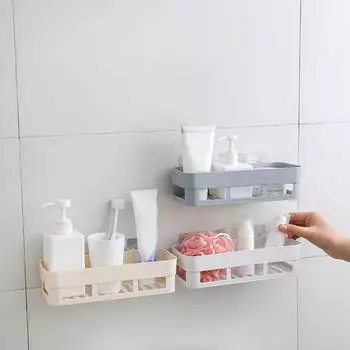 Hot Sale Adhesive Storage Rack Bathroom Accessories Corner Shower Shelf Kitchen Bathroom Shelf Home Decoration 3 Colors белый