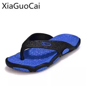 Hot Sale Beach Outdoors Men Slippers Pvc Paisley Flip Flops Brand Lightweight Summer Slippers for Mens Fretwork Slides X11 35 6.5 синий