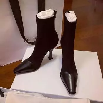 Hot Sale Brand Women Boots Luxury Designer Autumn Winter Shoes Woman Mid-Calf Booties High Heels Botas 2024 35 чёрный