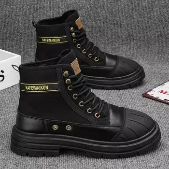 Hot Sale Fashion Black Boots Men 2024 Designer Leather Ankle Boot For Men Streetwear High Top Shoes Comfort Men Motorcycle Boots 39