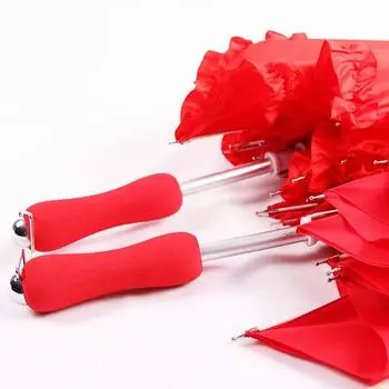 Hot Sale Fashion Heart Wedding Bridal Umbrella Skirt Edge Fiberglass Aluminum Rod Big Red Umbrella Hand Open 16 Bone Rod Umbrella 60cm*16K