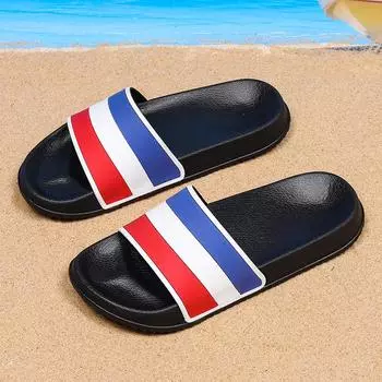 Hot Sale Fashion Striped Slippers Men Comfort House Slippers Home Shoes Summer Men s Slides Non-slip Beach Shoes Men Flat Slide 38
