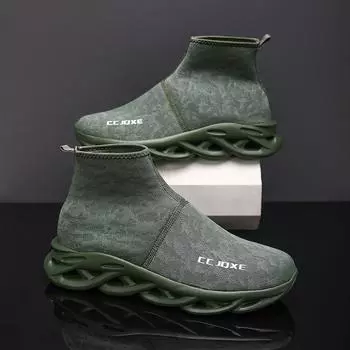 Hot Sale Green Men’s Casual Sneaker Large Size 47 Comfort Socks Sports Shoes Men Breathable High Top Sock Training Shoes For Men 40