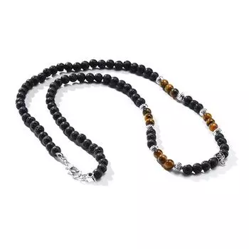 Hot Sale Jewelry Reiki Hematite Stone Bead Necklace Healing Balance Volcanic rock Style A