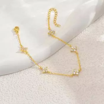 Hot Sale Ladies Bracelet Geometric Four Leaf Clover Diamond Design Bracelet Versatile Premium Jewelry Women