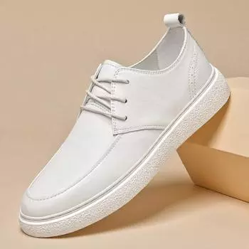Hot Sale Men s Business Shoes Genuine Leather Men Casual Shoes Non Slip Leisure Walk Footwear Outdoor Versatile Dress Footwear 37 чёрный