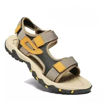 Hot Sale Men s Summer Sandals Beach Leather Breathable for Men Sandals Outdoor Sports Retro Lightweight Sandals Plus Size 38-47 38 хаки