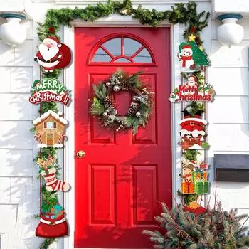 Hot Sale New Year Christmas Decoration Pendant 10pcs Party Supplies Antithetical Couplet Creative Door Hanging Merry Christmas