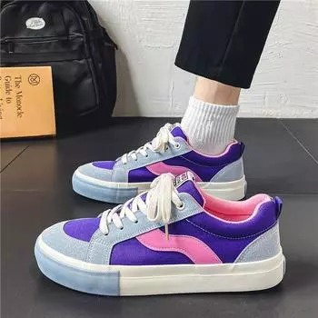 Hot Sale Purple Mens Canvas Shoes Sneakers Fashion Designer Vulcanized Shoes Men Flats Breathable Hip Hop Skateboard Shoes Men 39