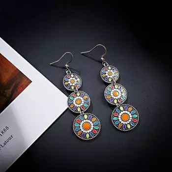 Hot Sale Retro Nostalgic Dripping round Women s Long Earrings Orange