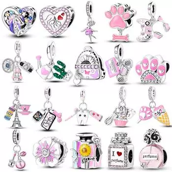 Горячая Распродажа Посеребренные Розовые Духи Подвески Подходит Оригинальный Браслет Для Женщин Изготовление Ювелирных Изделий Наушники Коготь Радио Школьный Ранец