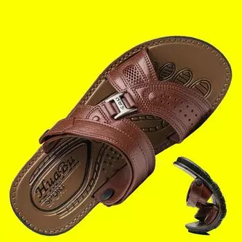 Hot Sale Summer Waterproof Non-Slip Sandals Men s Soft Bottom Wear-Resistant Slippers Dual-Purpose Breathable Sandals Men 40 Size (24cm) чёрный