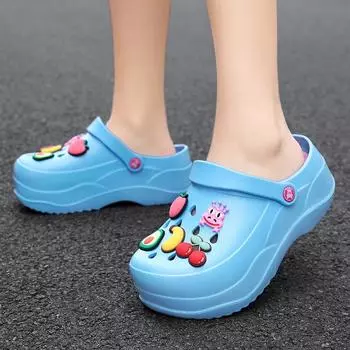 Hot Sale Summer Women Street Slippers Thick Platform Non-Slip Cartoon Sandals Female Beach Sandals Ladies Shoes Indoor Outdoor 36